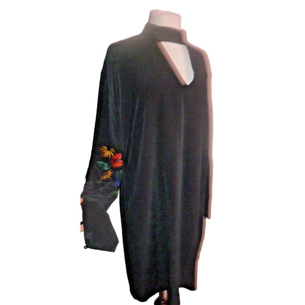 Baldwin Silk Western Couture Dress Women Medium Charcoal Floral